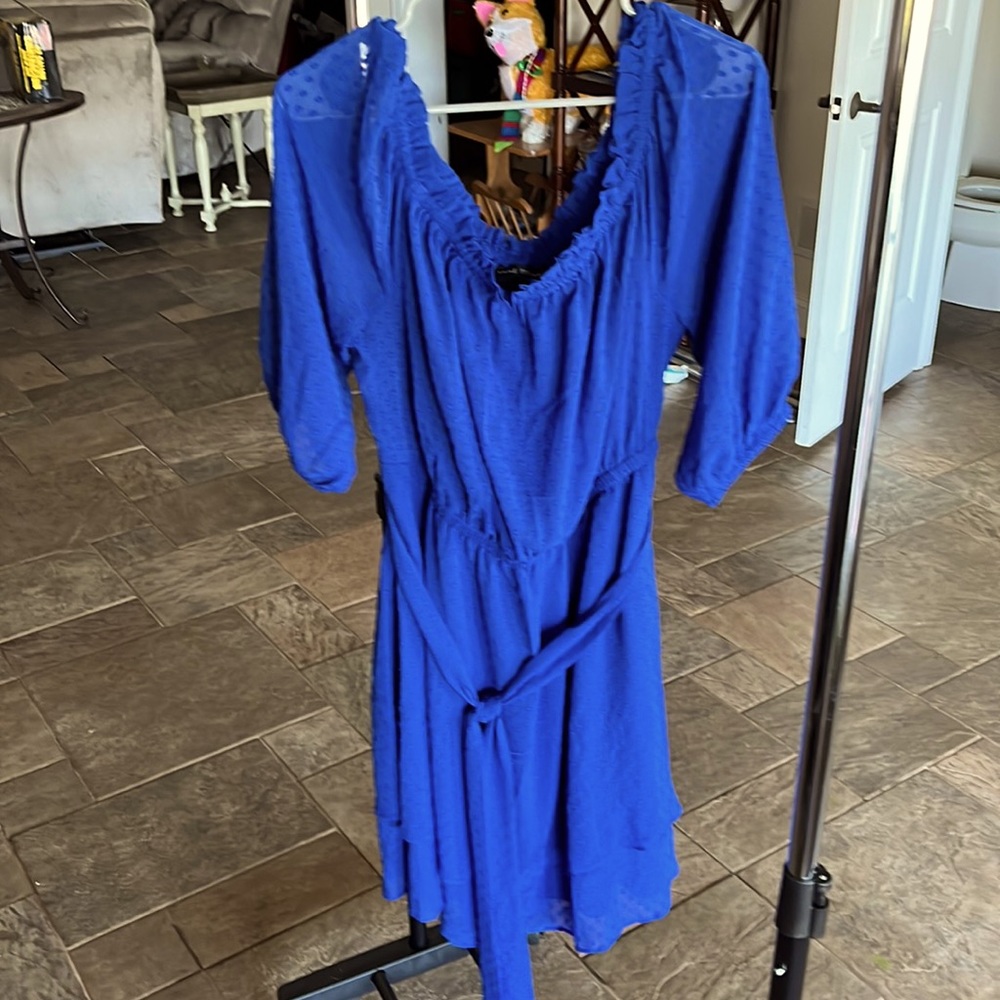 NWT Lane Bryant 14/16 royal blue dress with polka dots